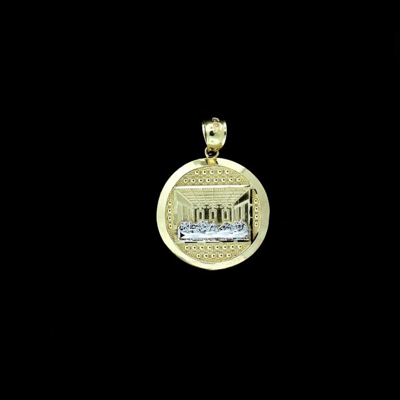 Real 10K Yellow Gold Diamond Cut Jesus Last Supper Charm Pendant - Picture 1 of 6